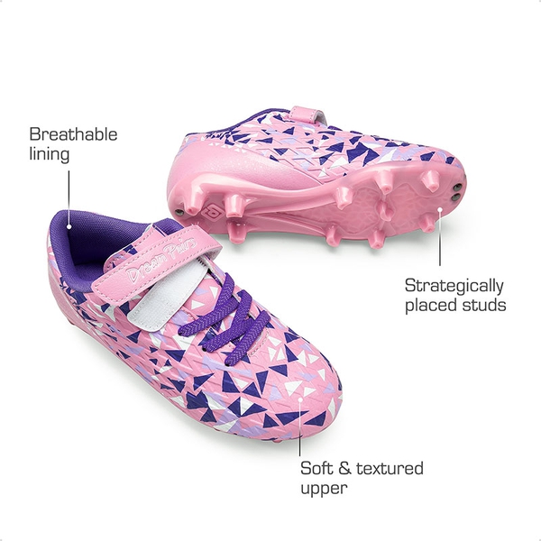 Kids Breathable Strap Soccer Cleats - PINK PURPLE - 4